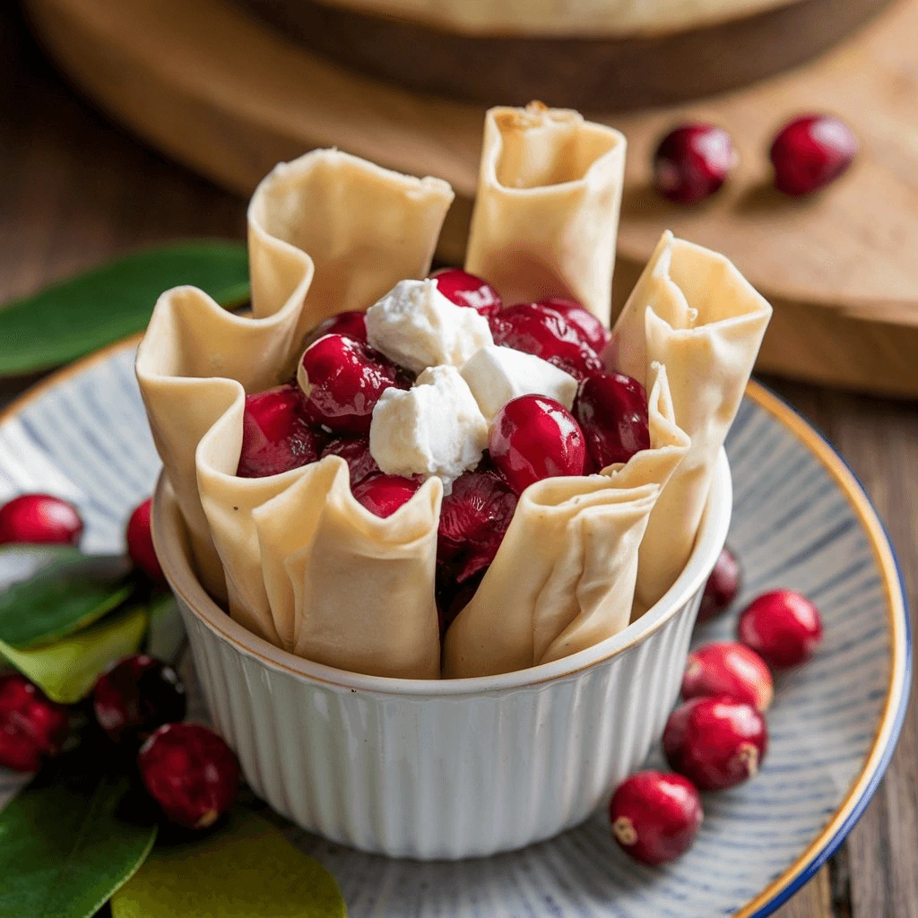 Thanksgiving Cranberry Phyllo Cups with Goat Cheese