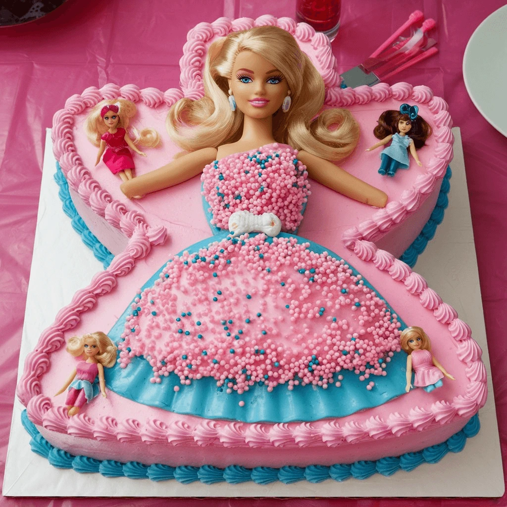 Stunning Barbie Cake with Pink Buttercream Dress